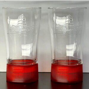 Budweiser Red Light Hockey Football Baseball Glasses NHL NFL MLBA set of 2